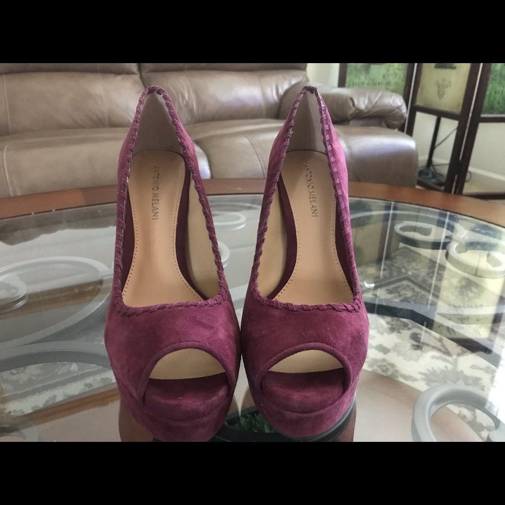 Antonio Melani Burgundy Suede Platform Heels